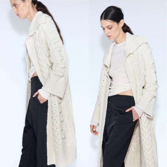 BLOGGERS FAV ZARA TEXTURED KNIT COAT CARDIGAN - Picture 6 of 7